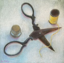 "Yellow Thread", pencil on panel, 8" x 8", 2016