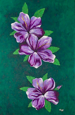 Title: Hibiscus, Acrylic on Canvas, 36" x 24", Year 2017