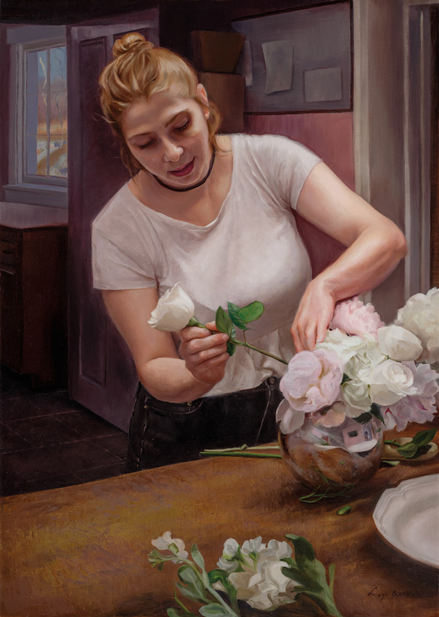 "Abby in Contemplation" by Suzanne Lago-Arthur. Oil on linen panel. 24" x 17". 2019.