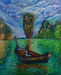 "James Bond Island" (Ao Phang Nga National Park, Thailand), oil on canvas, 16" x 20", 2016