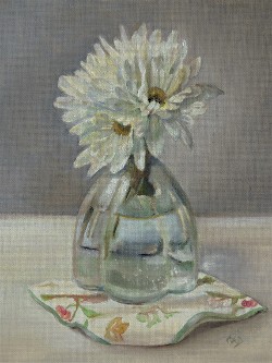 "Still Life with Daisies" oil on linen, 8 x 10 inches, 2018