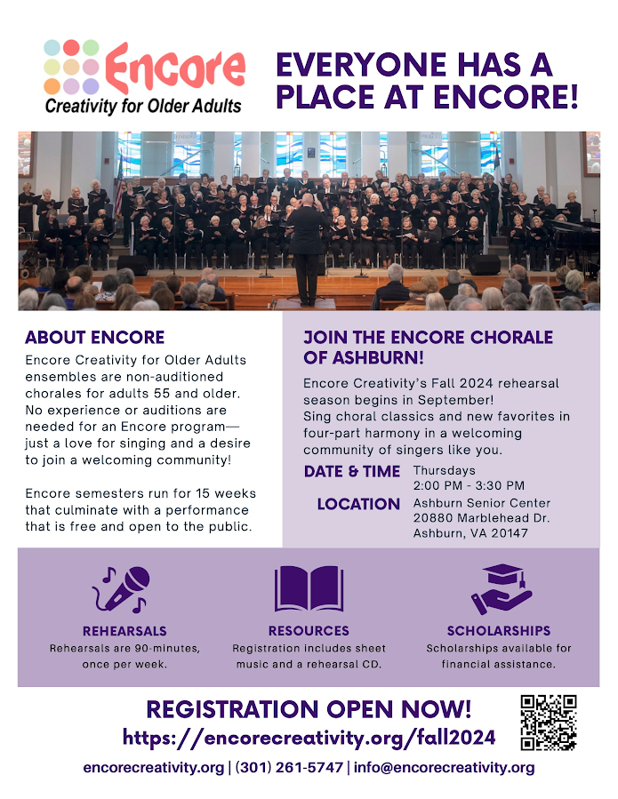 Encore Chorale of Ashburn - Summer 2024 Flyer