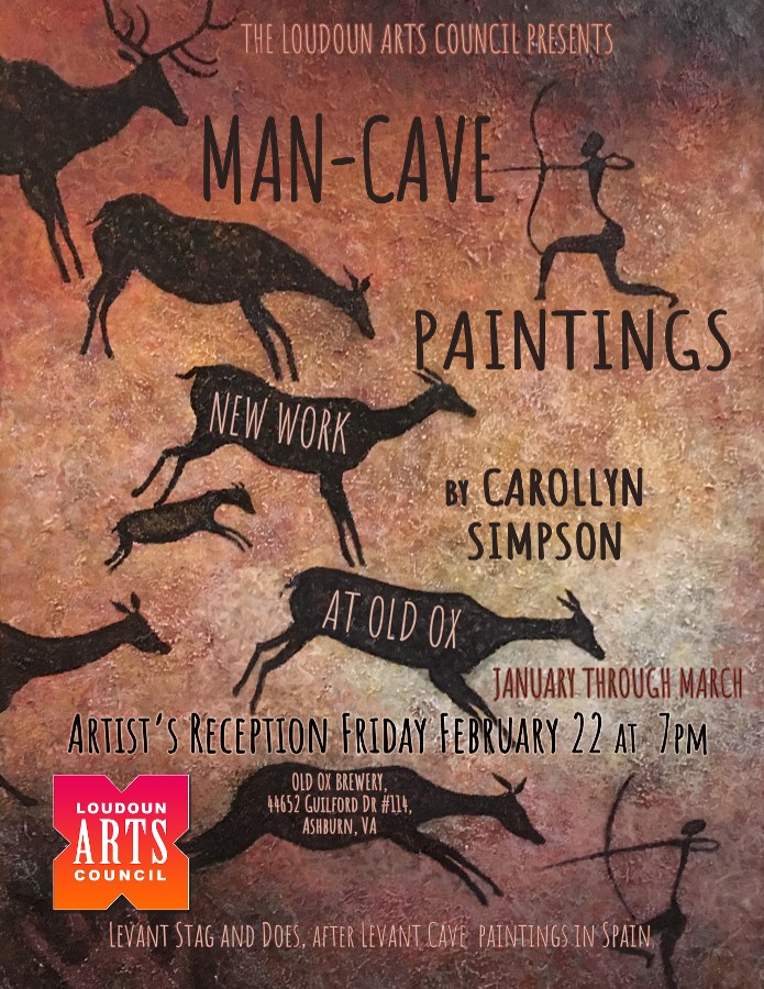 Man-Cave Paintings will be on exhibit at Old Ox Brewery through March 2019, with an artist's reception on Friday, February 22 from 7 pm to 9 pm