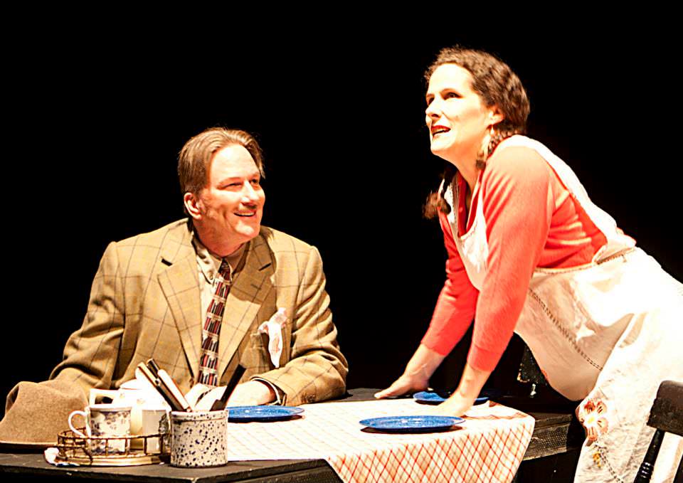 Phil Erickson and Penny Hauffe in The 39 Steps presented by Run Rabbit Run Theatre